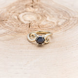 "ACHLYS" - HEXAGON CUT MIDNIGHT BLACK MOISSANITE SOLITAIRE ENGAGEMENT RING