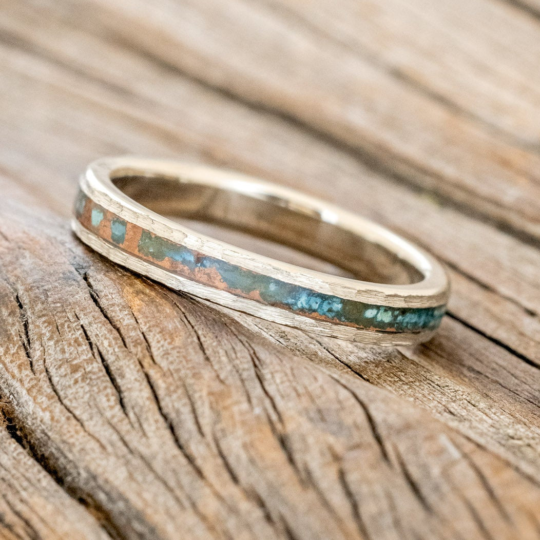 "ETERNA"- PATINA COPPER STACKING WEDDING BAND WITH A HAMMERED FINISH-5