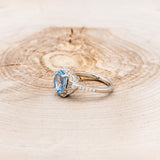"CLAIRE" - OVAL AQUAMARINE ENGAGEMENT RING WITH DIAMOND HALO & ACCENTS