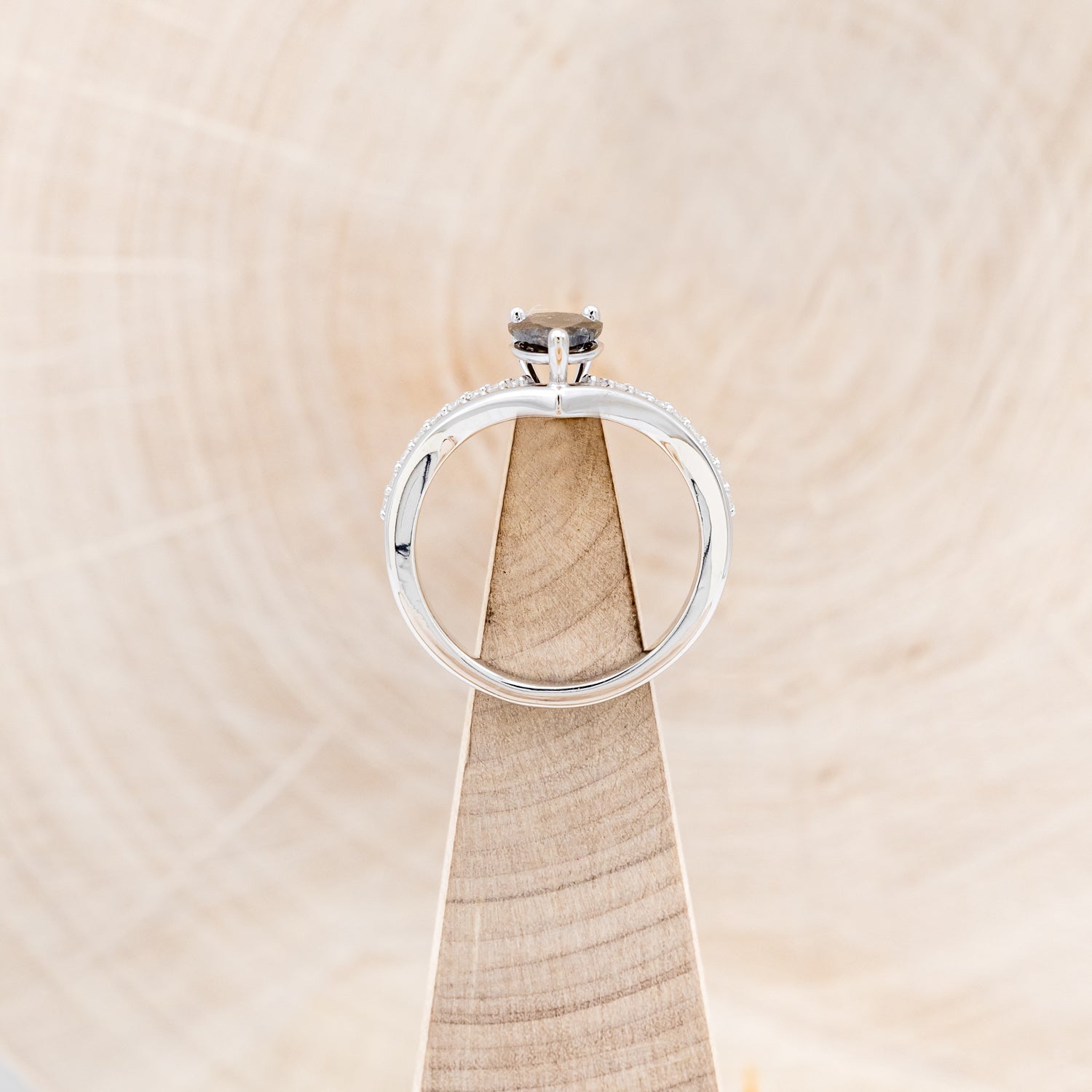 "IO" - PEAR-SHAPED SALT & PEPPER DIAMOND ENGAGEMENT RING-6