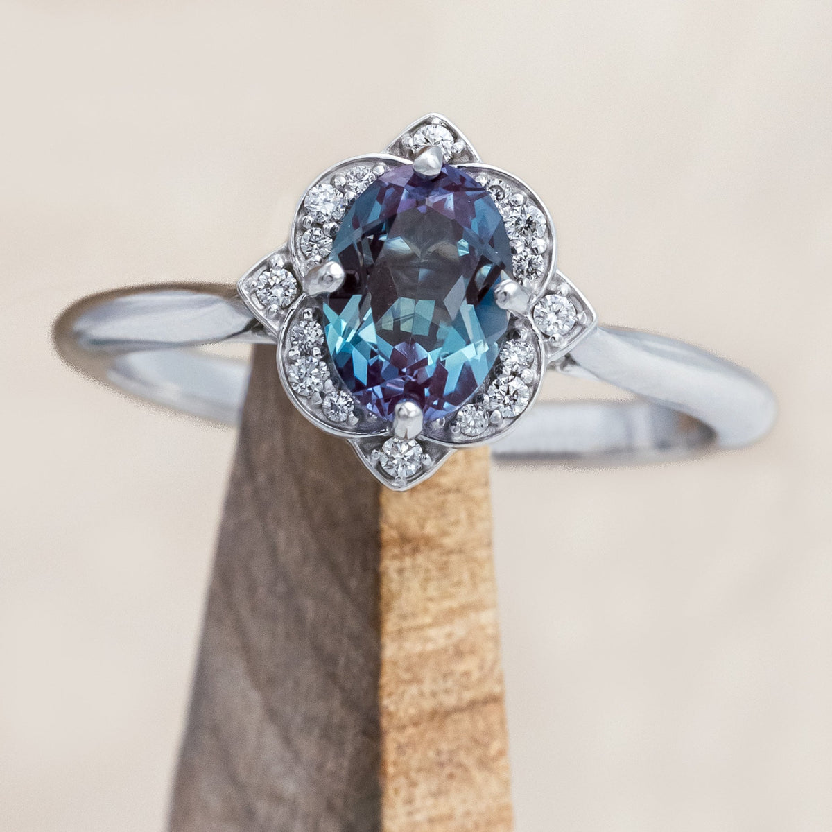 "JANE" - OVAL CUT ENGAGEMENT RING WITH DIAMOND ACCENTS-Staghead Designs