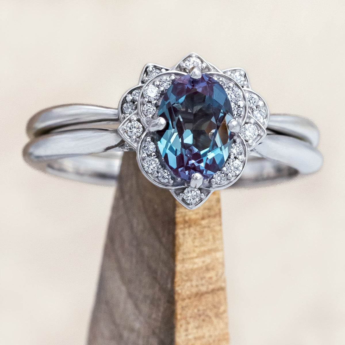 "JANE" - OVAL CUT ENGAGEMENT RING WITH DIAMOND ACCENTS-Staghead Designs