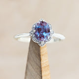 "JANE" - OVAL LAB-GROWN ALEXANDRITE ENGAGEMENT RING WITH DIAMONDS ACCENTS-Staghead Designs