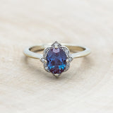 "JANE" - OVAL LAB-GROWN ALEXANDRITE ENGAGEMENT RING WITH DIAMONDS ACCENTS-Staghead Designs