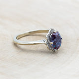 "JANE" - OVAL LAB-GROWN ALEXANDRITE ENGAGEMENT RING WITH DIAMONDS ACCENTS-Staghead Designs