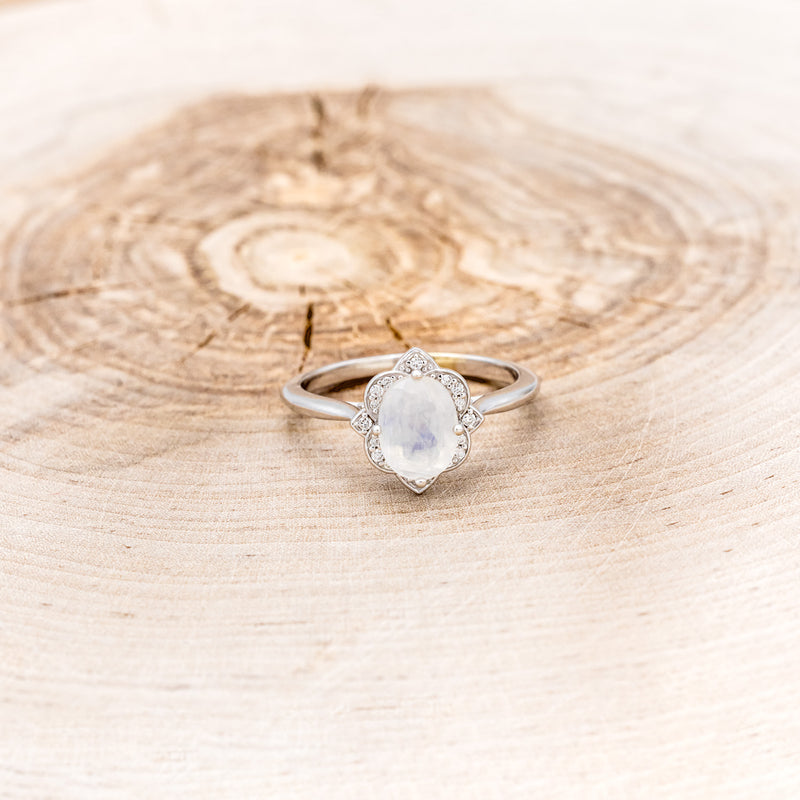 "JANE" - OVAL MOONSTONE ENGAGEMENT RING WITH DIAMONDS ACCENTS-10