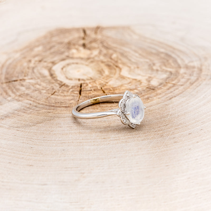 "JANE" - OVAL MOONSTONE ENGAGEMENT RING WITH DIAMONDS ACCENTS-8