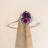 "JANE" - OVAL CUT RHODOLITE GARNET ENGAGEMENT RING WITH DIAMOND ACCENTS-1