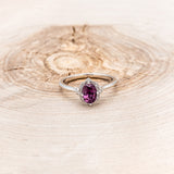 "JANE" - OVAL CUT  RHODOLITE GARNET ENGAGEMENT RING WITH DIAMOND ACCENTS