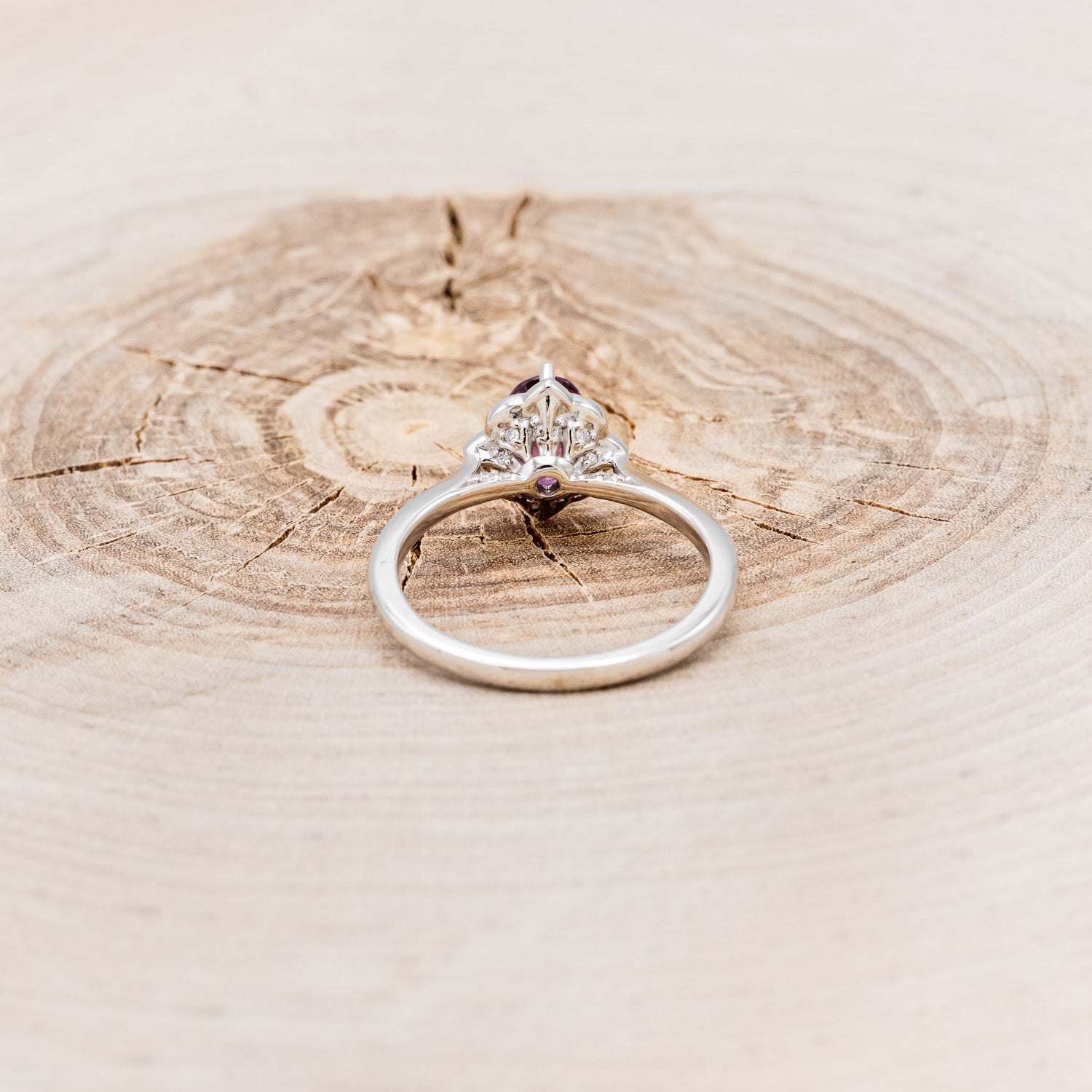 "JANE" - OVAL CUT RHODOLITE GARNET ENGAGEMENT RING WITH DIAMOND ACCENTS-5