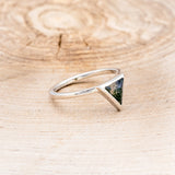 "JENNY FROM THE BLOCK" - TRIANGLE MOSS AGATE ENGAGEMENT RING WITH DIAMOND V-SHAPED TRACER-25