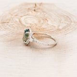 "KB" - OVAL MOSS AGATE ENGAGEMENT RING WITH DIAMOND HALO & ACCENTS-3