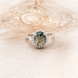 "KB" - OVAL MOSS AGATE ENGAGEMENT RING WITH DIAMOND HALO & ACCENTS-4