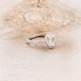 "KINLEY" - PEAR-SHAPED MOISSANITE ENGAGEMENT RING WITH DIAMOND HALO & ACCENTS-2