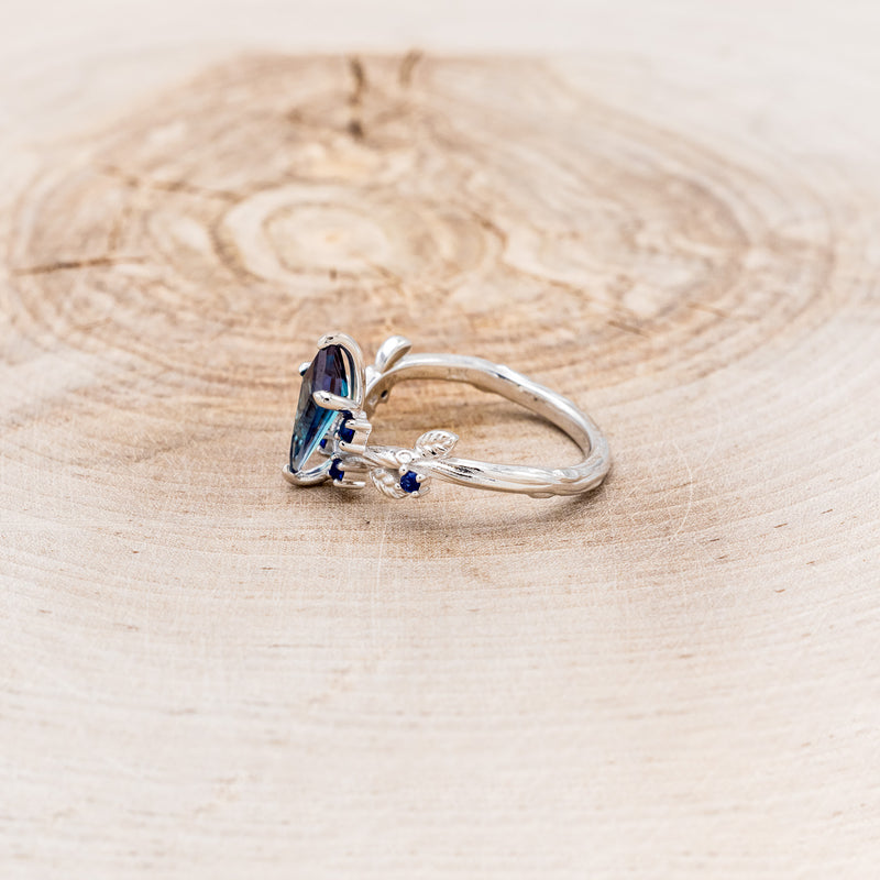 "ARTEMISIA" - KITE CUT LAB-GROWN ALEXANDRITE ENGAGEMENT RING WITH SAPPHIRE ACCENTS-3