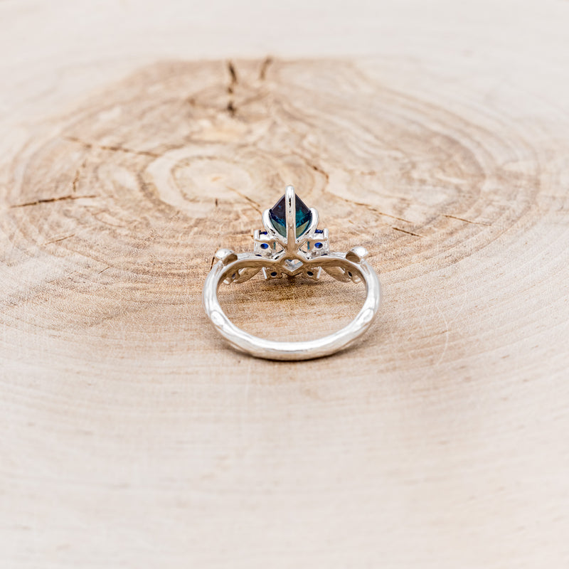 "ARTEMISIA" - KITE CUT LAB-GROWN ALEXANDRITE ENGAGEMENT RING WITH SAPPHIRE ACCENTS