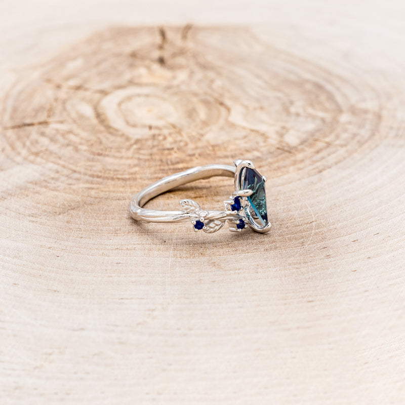 "ARTEMISIA" - KITE CUT LAB-GROWN ALEXANDRITE ENGAGEMENT RING WITH SAPPHIRE ACCENTS