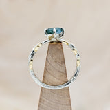 "PARISA " - TWO TONE KITE CUT MOSS AGATE ENGAGEMENT RING WITH LEAF ACCENTS-Staghead Designs