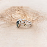 "BIANCA" - BRIDAL SUITE - KITE CUT MOSS AGATE ENGAGEMENT RING WITH PEARLS & DIAMOND ACCENTS-9