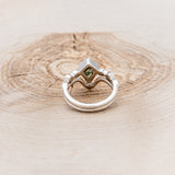 "BIANCA" - BRIDAL SUITE - KITE CUT MOSS AGATE ENGAGEMENT RING WITH PEARLS & DIAMOND ACCENTS-17