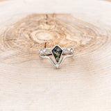 "BIANCA" - BRIDAL SUITE - KITE CUT MOSS AGATE ENGAGEMENT RING WITH PEARLS & DIAMOND ACCENTS-16