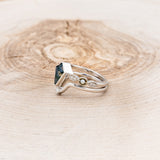 "BIANCA" - BRIDAL SUITE - KITE CUT MOSS AGATE ENGAGEMENT RING WITH PEARLS & DIAMOND ACCENTS-15