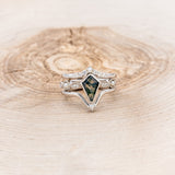 "BIANCA" - BRIDAL SUITE - KITE CUT MOSS AGATE ENGAGEMENT RING WITH PEARLS & DIAMOND ACCENTS-4