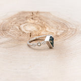 "BIANCA" - BRIDAL SUITE - KITE CUT MOSS AGATE ENGAGEMENT RING WITH PEARLS & DIAMOND ACCENTS-20