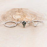 "BIANCA" - BRIDAL SUITE - KITE CUT MOSS AGATE ENGAGEMENT RING WITH PEARLS & DIAMOND ACCENTS-6