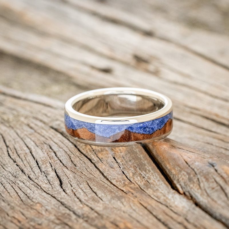 "HELIOS" - KOA WOOD & LAPIS LAZULI WEDDING BAND-3