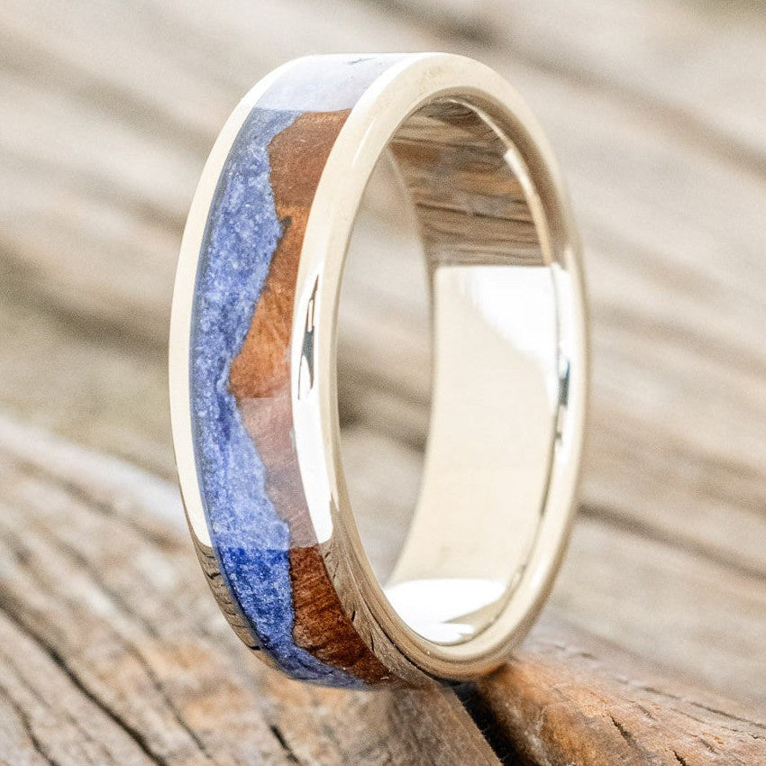 "HELIOS" - KOA WOOD & LAPIS LAZULI WEDDING BAND-2