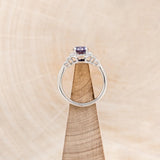 "RONA" - ROUND CUT LAB-GROWN ALEXANDRITE ENGAGEMENT RING WITH LAB-GROWN DIAMOND HALO & ACCENTS - 14K WHITE GOLD - SIZE 7-Staghead Designs