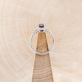 "RONA" - ROUND CUT LAB-GROWN ALEXANDRITE ENGAGEMENT RING WITH LAB-GROWN DIAMOND HALO & ACCENTS