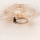 "ALBINA" - EMERALD CUT SMOKY QUARTZ DOUBLE CLAW PRONG ENGAGEMENT RING WITH LAB-GROWN DIAMOND ACCENTS-3