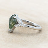 "LANIE" - KITE CUT MOSS AGATE ENGAGEMENT RING WITH DIAMOND ACCENTS