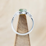 "LANIE" - KITE CUT MOSS AGATE ENGAGEMENT RING WITH DIAMOND ACCENTS