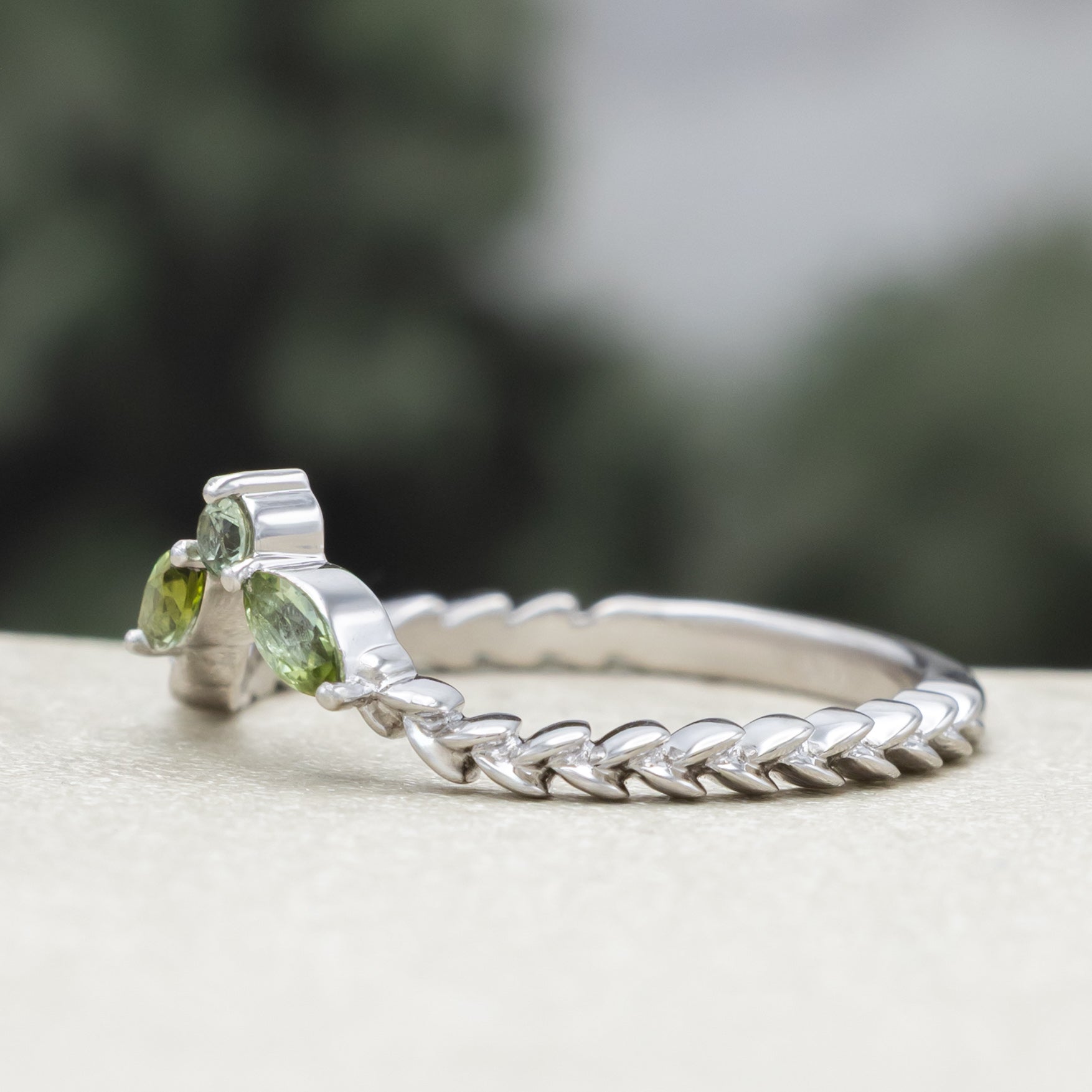 "Laurel" - Vine-Style Tracer With Tourmaline & Montana Sapphire Or All Diamond Accents