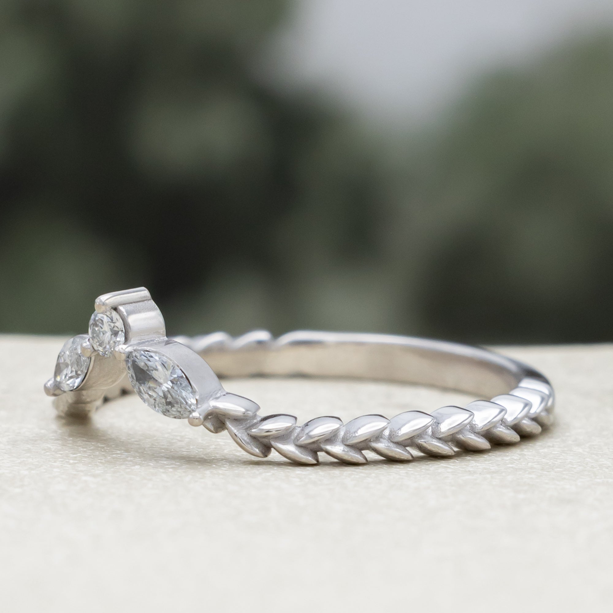 "Laurel" - Vine-Inspired Engagement Ring Featuring Teal Tourmaline & Montana Sapphire Accents With A Tracer - Mounting Only - Select Your Own Stone-Staghead Designs