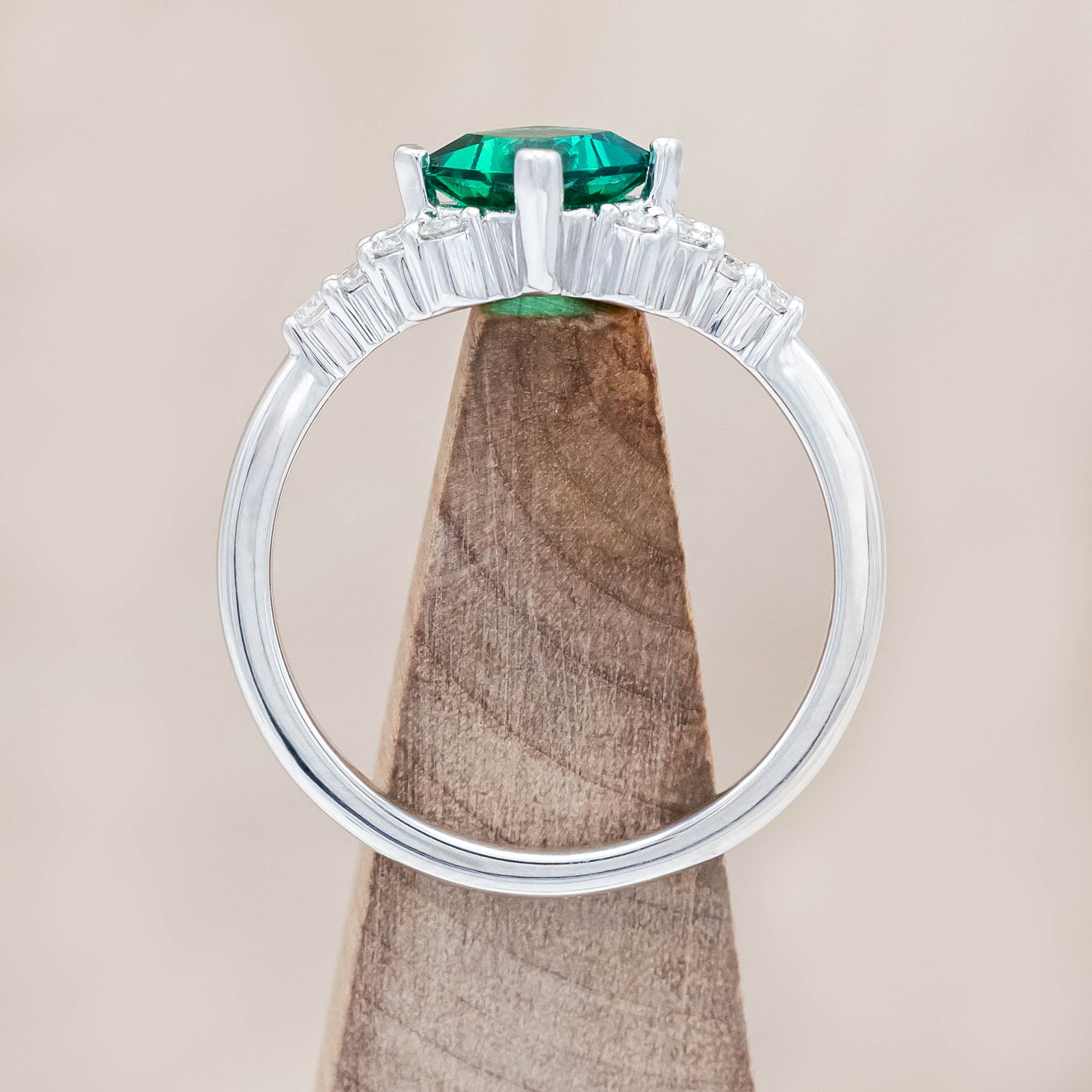 "LAYLA" - PRINCESS CUT ENGAGEMENT RING WITH DIAMOND ACCENTS & TRACER-Staghead Designs