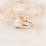 "CRAZY ON YOU" - HEXAGON MOONSTONE ENGAGEMENT RING WITH DIAMOND HALO & DIAMOND DUST INLAYS-3