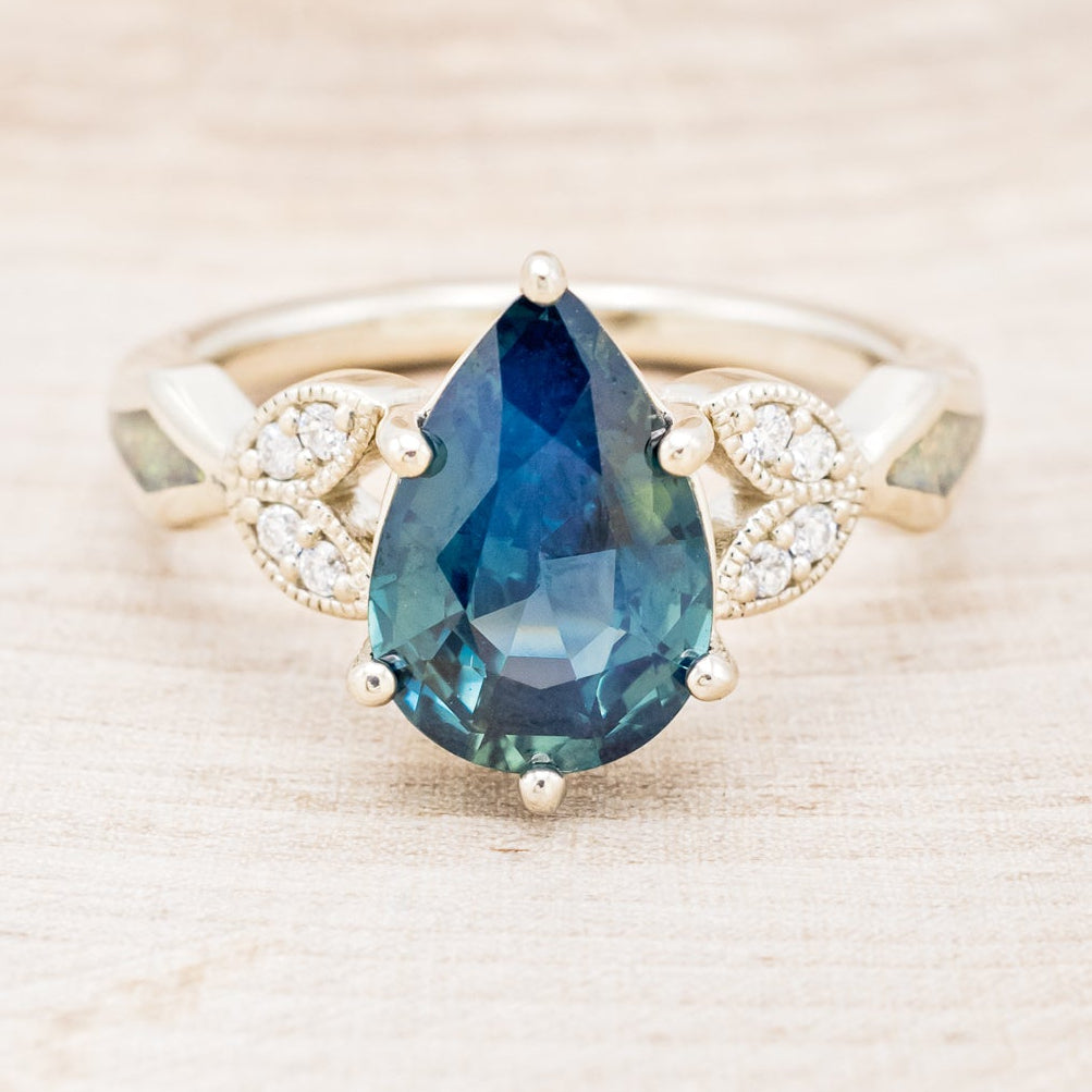 "LUCIA" - ENGAGEMENT RING WITH DIAMOND ACCENTS & TWO INLAYS - MOUNTING ONLY - SELECT YOUR OWN STONE-Staghead Designs