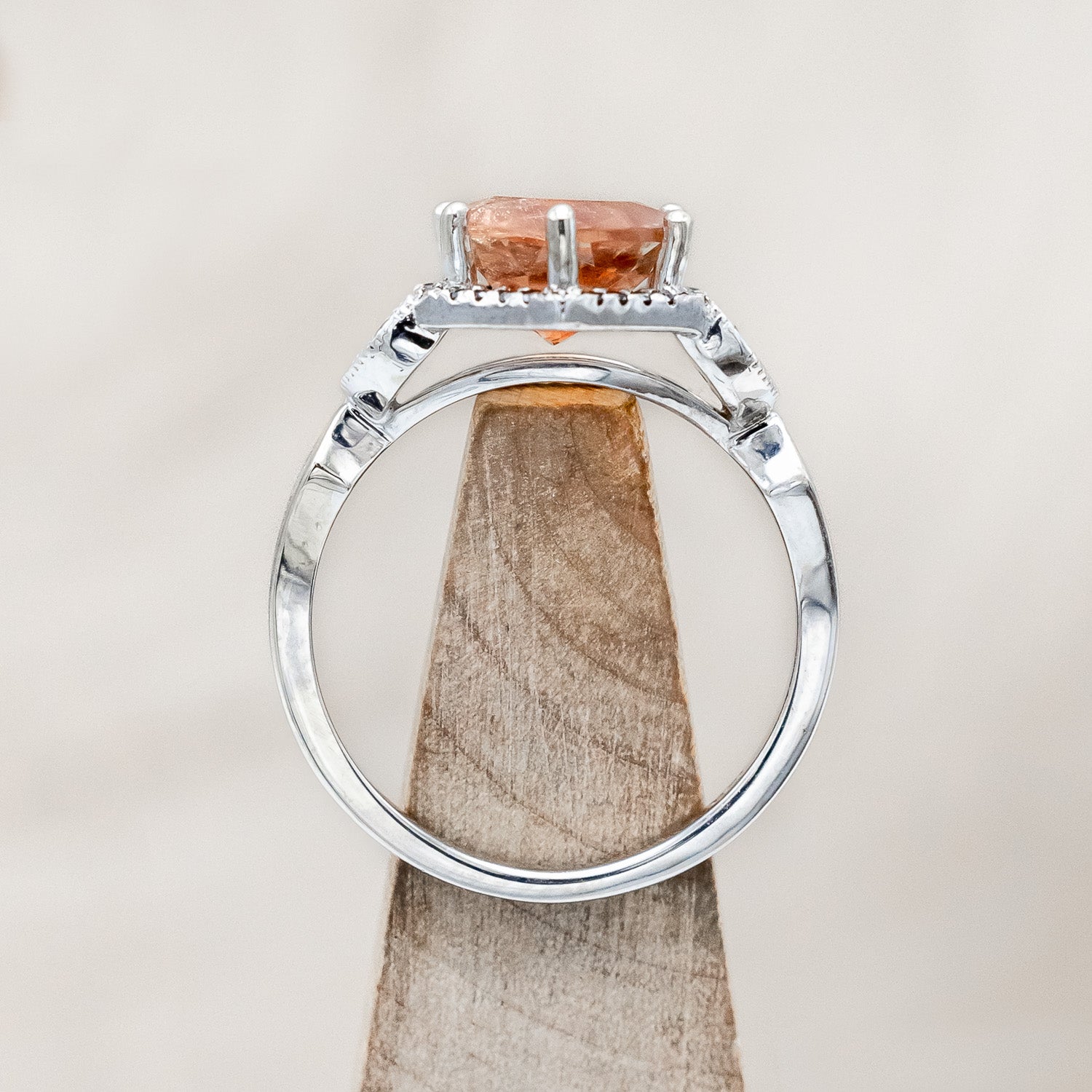 "LUCY IN THE SKY" - ROUND CUT OREGON SUNSTONE ENGAGEMENT RING WITH BLACK DIAMOND ACCENTS & FIRE AND ICE OPAL INLAYS-Staghead Designs