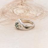 "LUCY IN THE SKY" PETITE - ROUND MOSS AGATE ENGAGEMENT RING WITH DIAMOND HALO, MOSS INLAYS AND DIAMOND TRACER-3