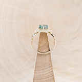 "LUCY IN THE SKY" - HEXAGON MOSS AGATE ENGAGEMENT RING WITH DIAMOND HALO, MOSS INLAYS & ROSEBUD ACCENTS-6