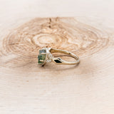 "LUCY IN THE SKY" - PEAR-SHAPED MOSS AGATE ENGAGEMENT RING WITH DIAMOND HALO & MOSS INLAYS-3