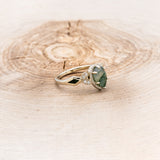 "LUCY IN THE SKY" - PEAR-SHAPED MOSS AGATE ENGAGEMENT RING WITH DIAMOND HALO & MOSS INLAYS-2