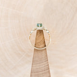 "LUCY IN THE SKY" - PEAR-SHAPED MOSS AGATE ENGAGEMENT RING WITH DIAMOND HALO & MOSS INLAYS-6