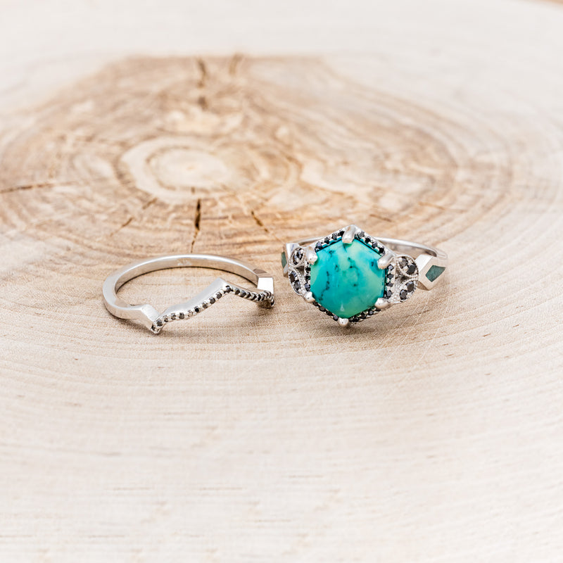 Western Bezel Set Turquoise & Rope Accent Ring | Hyo Silver