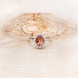 "MALINA" - OVAL OREGON SUNSTONE ENGAGEMENT RING WITH DIAMOND HALO-4