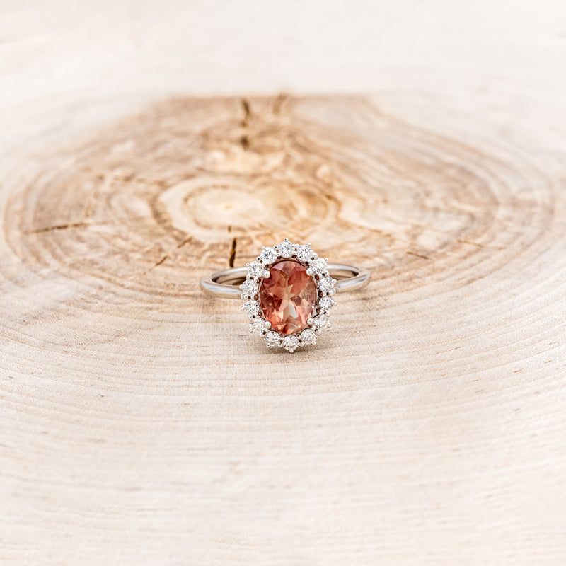 "MALINA" - OVAL OREGON SUNSTONE ENGAGEMENT RING WITH DIAMOND HALO-4